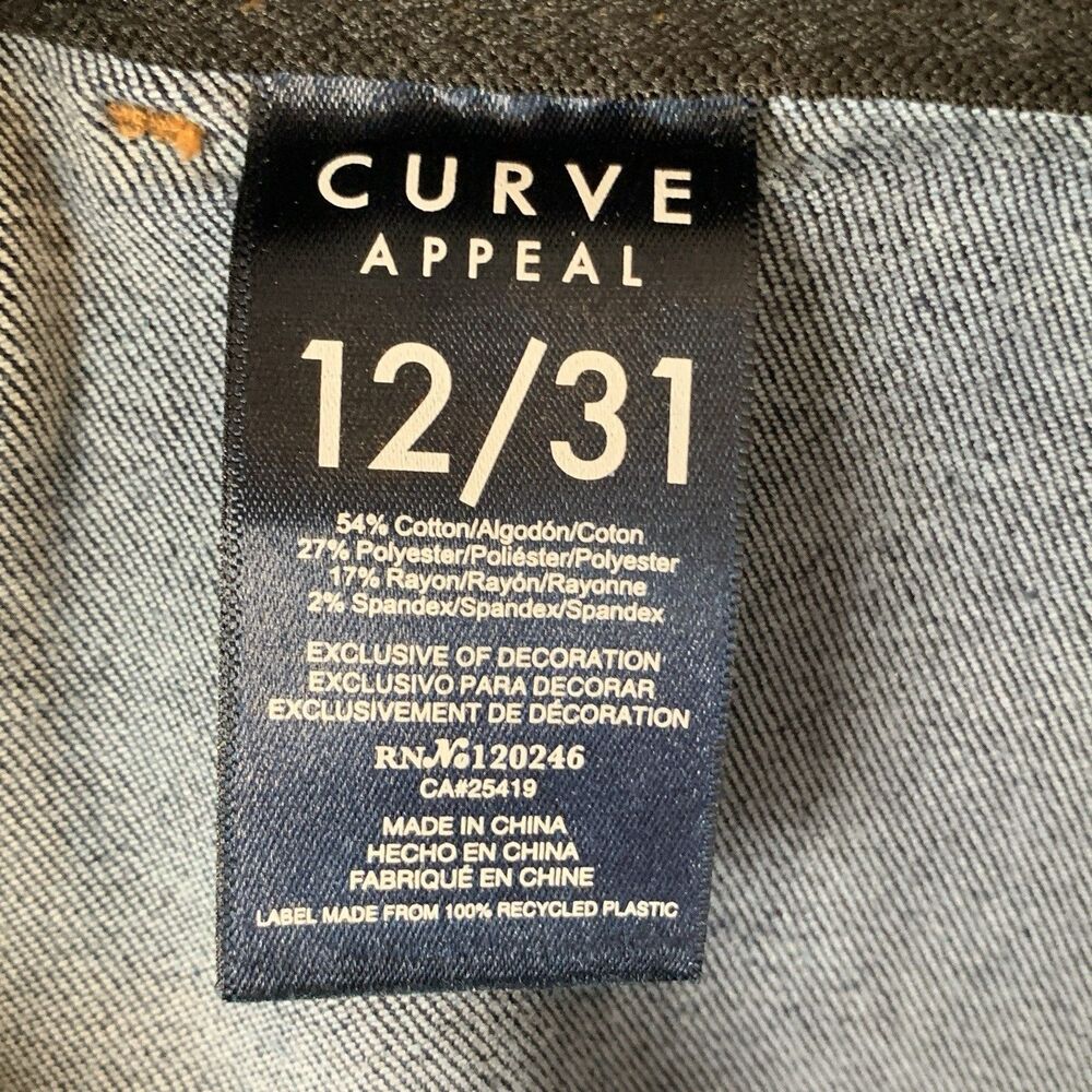 Curve Appeal Jeans Women Size 12 Blue Wide Leg High Rise Comfort Waist Sailor - Picture 5 of 9